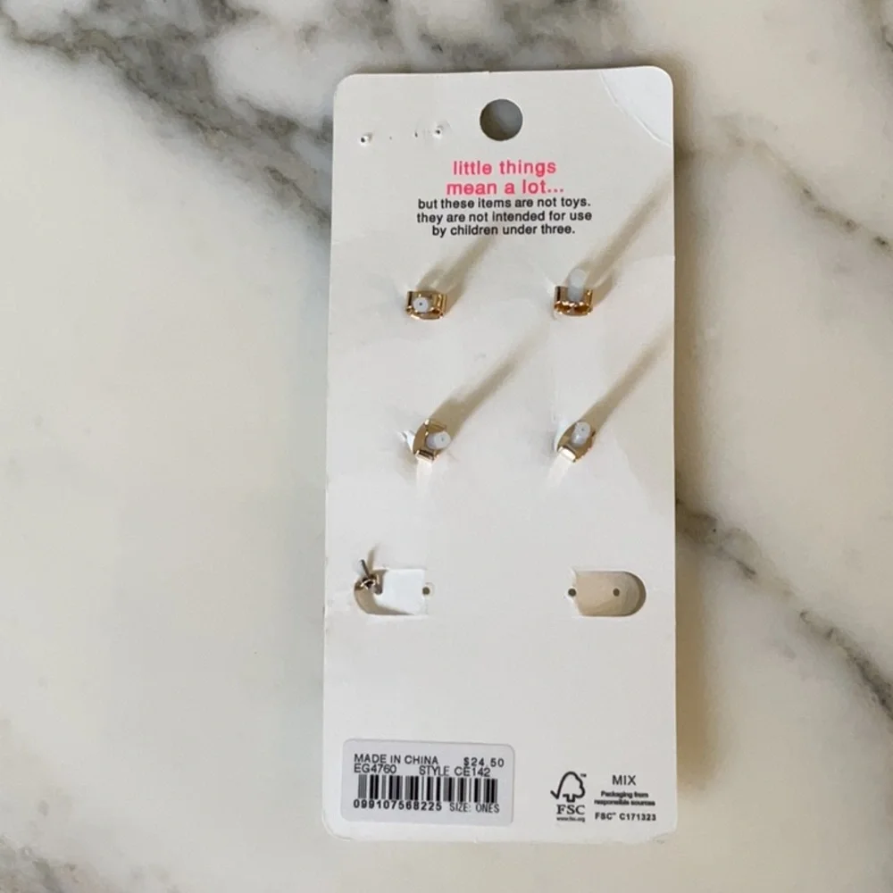 NWT Crewcuts Girls' heart earrings set-of-three one out of six earrings missing